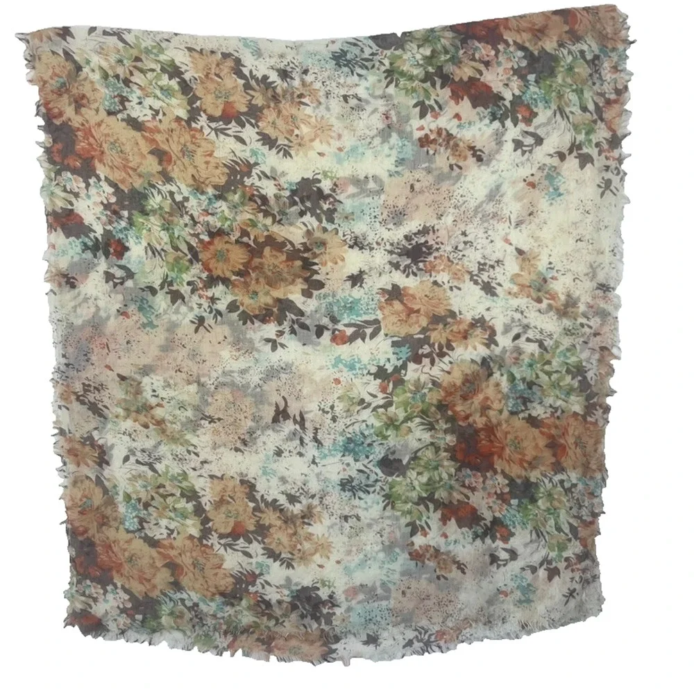 Shawl Scarf Bathing Suit Cover Rectangular Scarf Floral Print 75 X 32